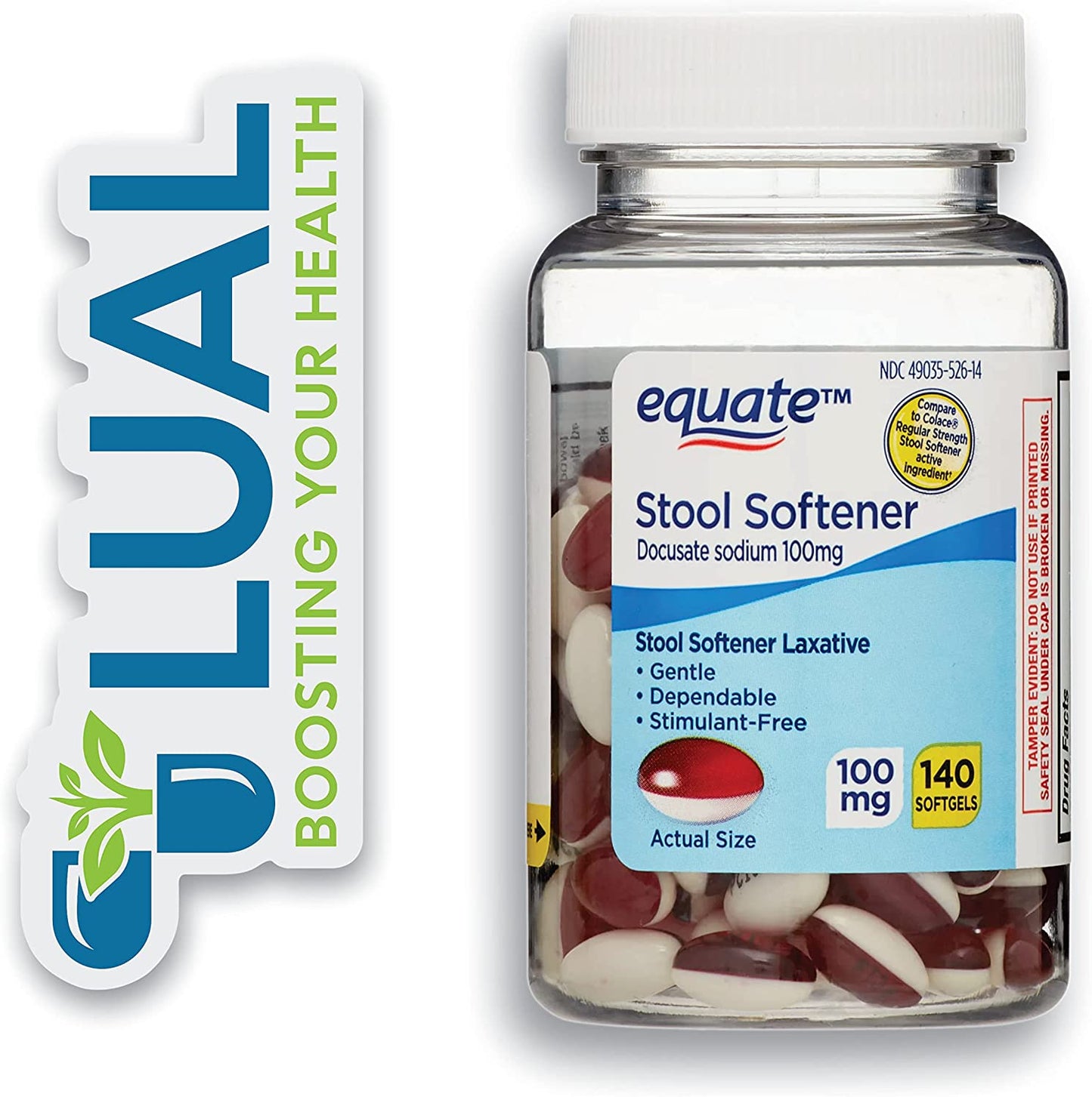 Stool Softener Laxative Softgels Effectively Provide Relief from Occasional Constipation. Includes l Sticker + Equate Stool Softener Laxative Softgels for Constipation