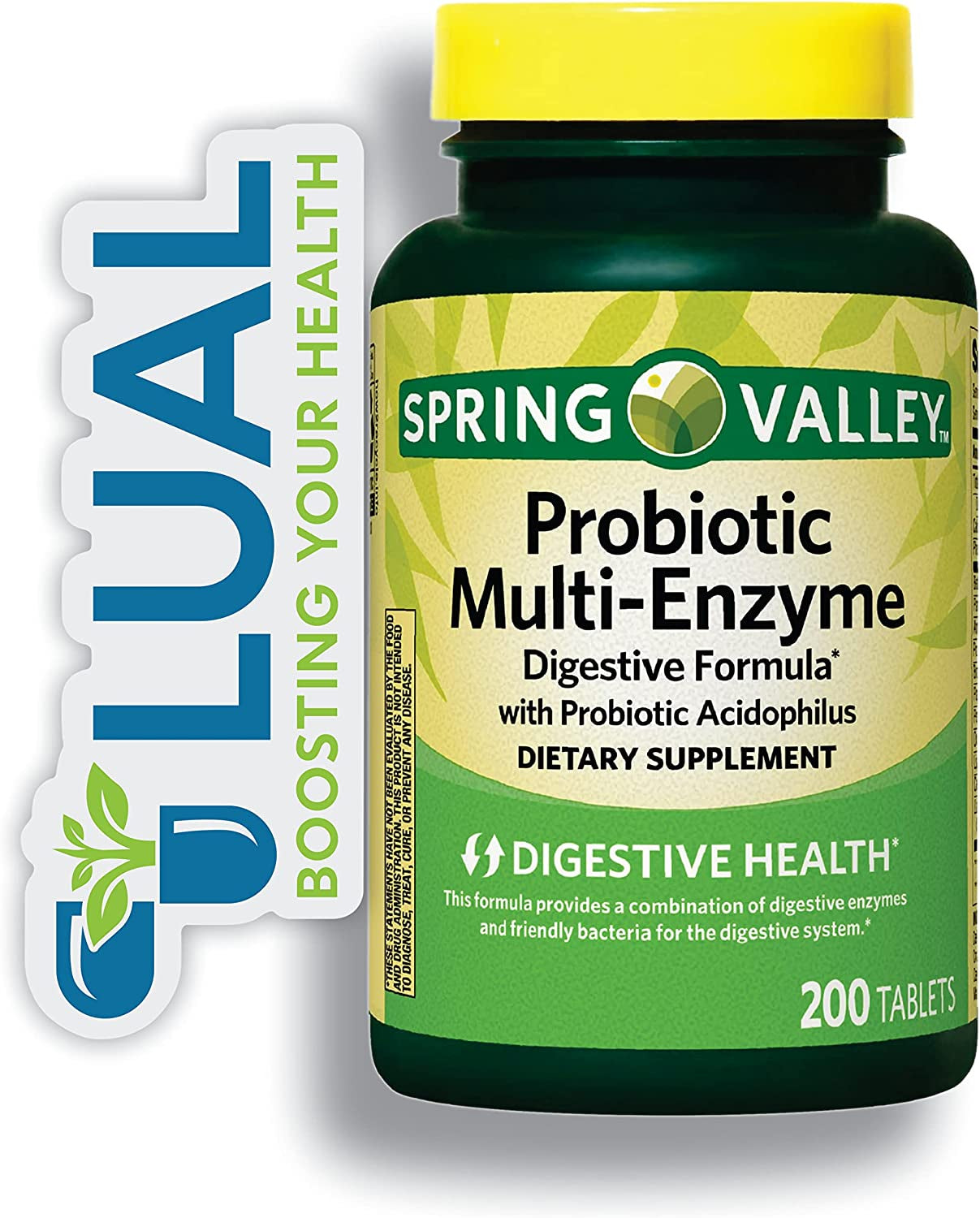 Probiotic Multi-Enzyme Digestive Formula Tablets, 200 Ct - a Comprehensive Blend of Probiotics and Digestive Enzymes to Support Digestive Health. Includes Luall Fridge Magnetic