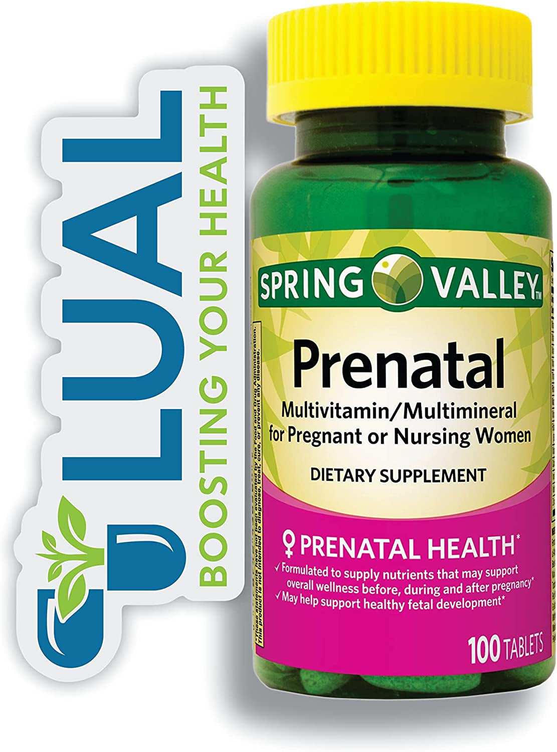 Prenatal Multivitamin - 100 Tablets of Essential Nutrients for You and Your Growing Baby. Includes Luall Sticker