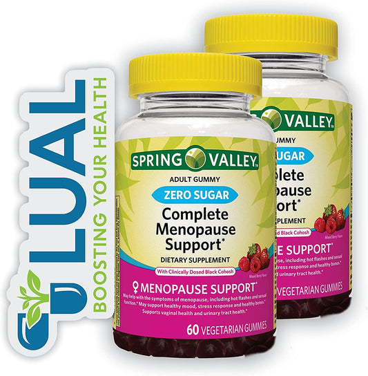 Experience Natural Relief with  Menopause Support Gummies - 60 Count (Pack of 2). Includes Luall Sticker