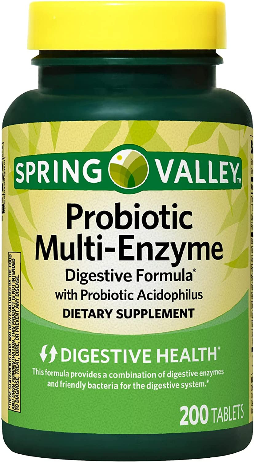 Probiotic Multi-Enzyme Digestive Formula Tablets, 200 Ct - a Comprehensive Blend of Probiotics and Digestive Enzymes to Support Digestive Health. Includes Luall Fridge Magnetic