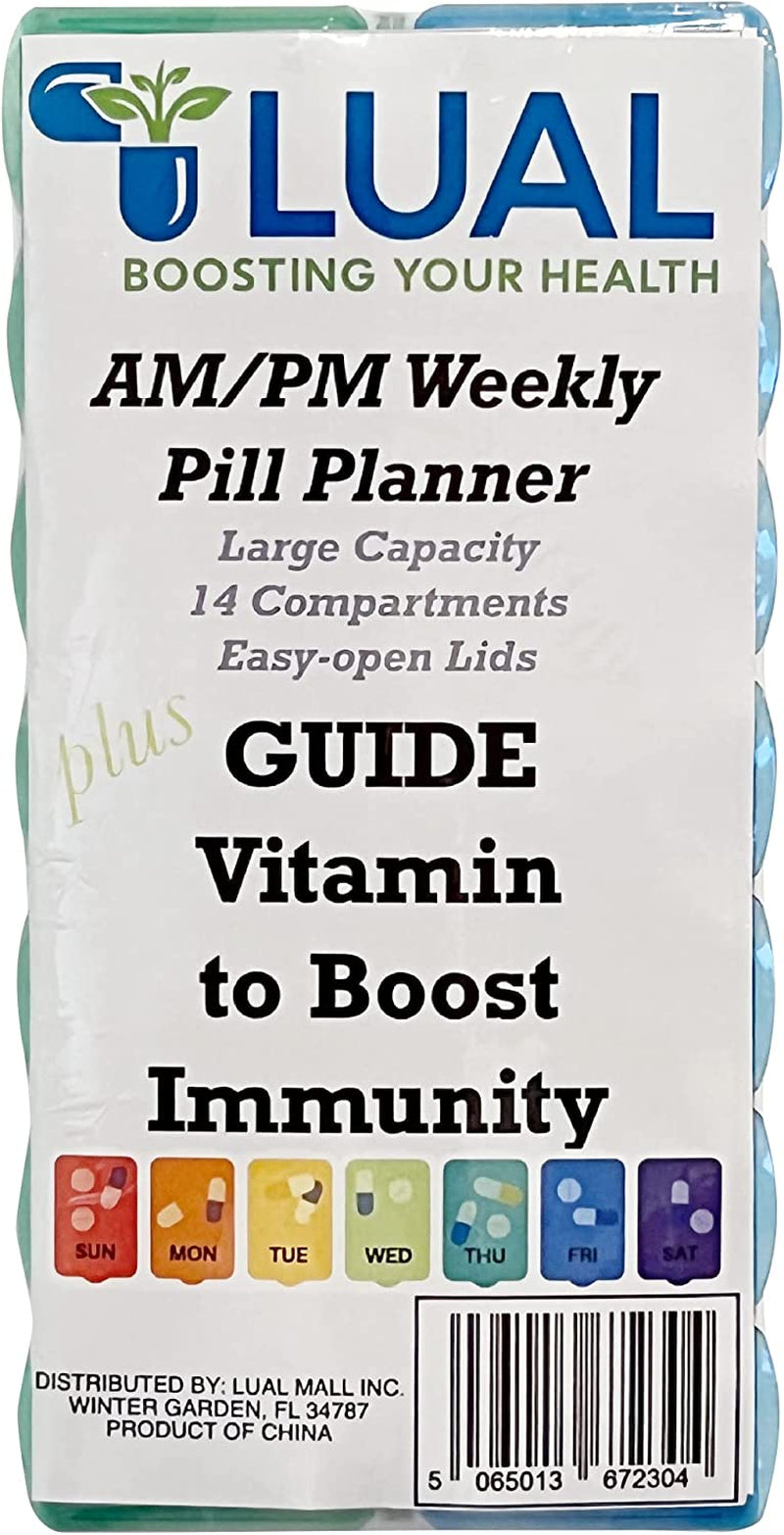 LUAL AM/PM Weekly Pill Planner plus Guide Vitamin to Boost Immunity