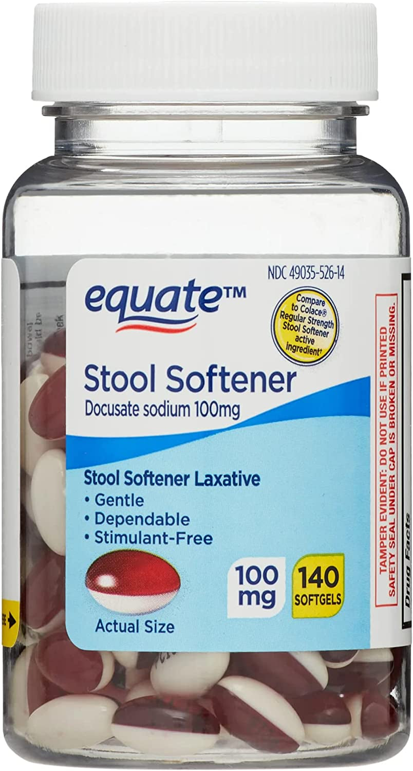 Stool Softener Laxative Softgels Effectively Provide Relief from Occasional Constipation. Includes l Sticker + Equate Stool Softener Laxative Softgels for Constipation