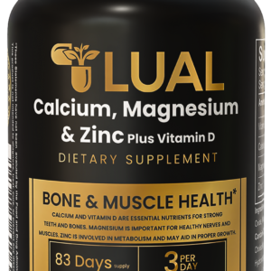 LUAL Calcium Magnesium Zinc with Vitamin D3 250 Caplets bottle for daily bone, muscle and immune support