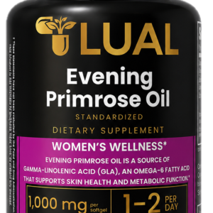 LUAL Evening Primrose Oil 1000mg Softgels with GLA and Omega-6 for Women's Wellness