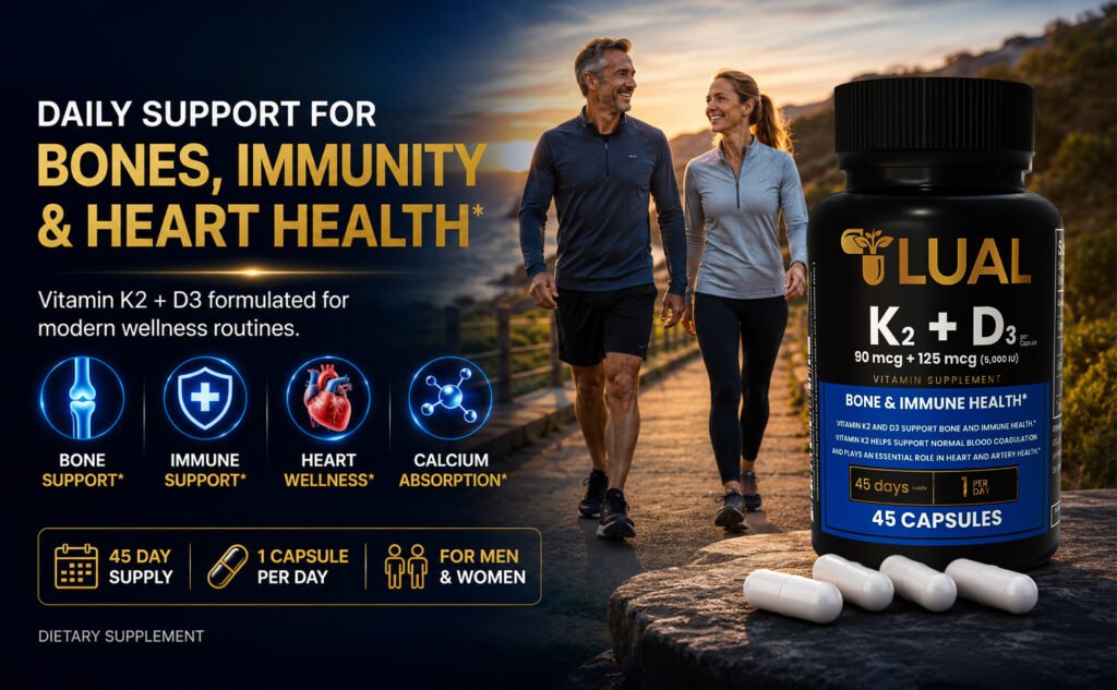 Vitamin D3 + K2 benefits for bone, immune and heart health